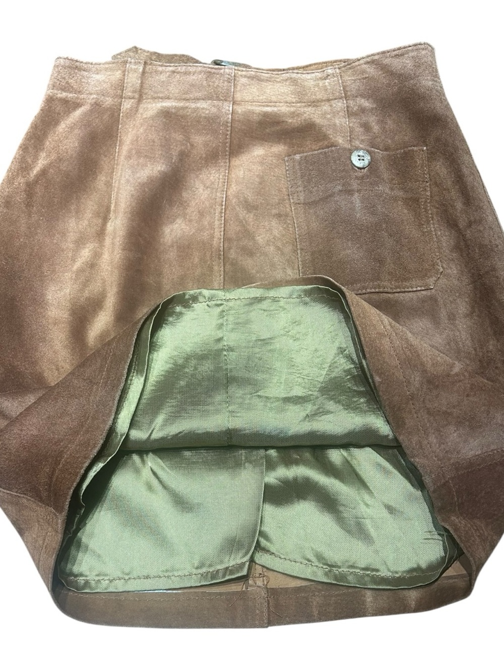 Pelletterie Riunite Vintage Brown Genuine Suede Leather Mini Skirt Made In Italy - Picture 8 of 8